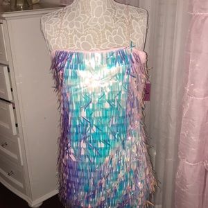 Iridescent Spaghetti Strap Party Dress